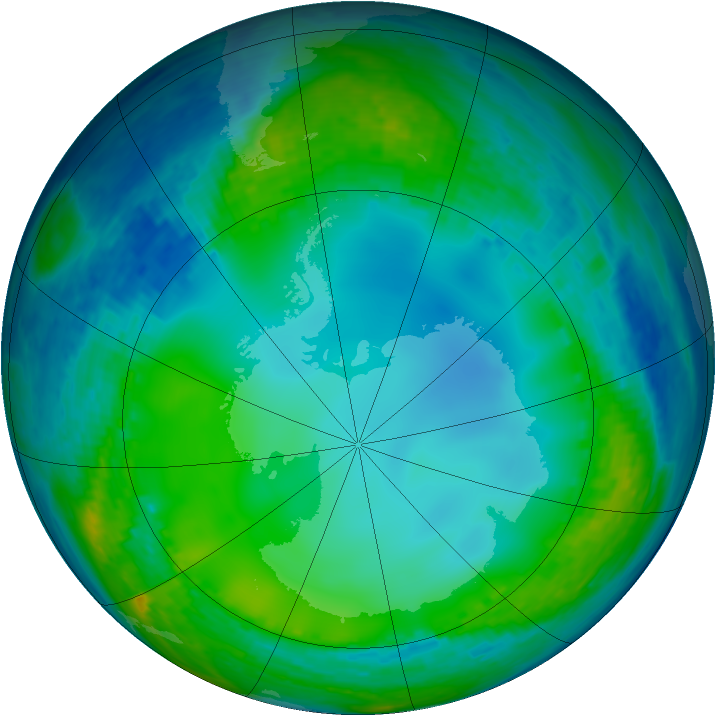 Antarctic ozone map for 08 July 2004